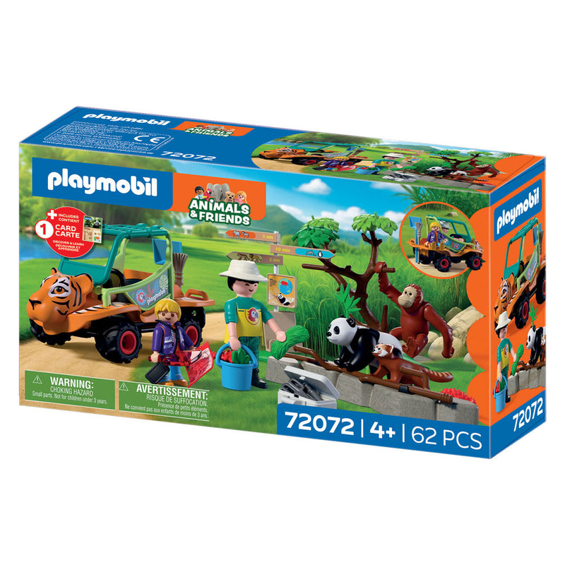Load image into Gallery viewer, Playmobil animals friends dierentuin dierenverzorger met voertuig - 72072

