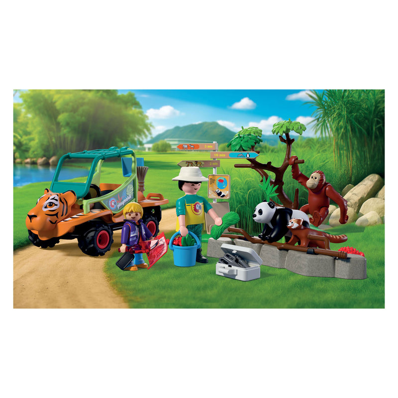 Load image into Gallery viewer, Playmobil animals friends dierentuin dierenverzorger met voertuig - 72072
