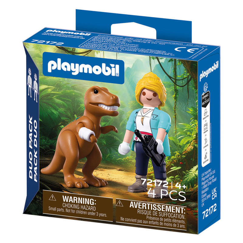 Load image into Gallery viewer, Playmobil duopack t-rex met onderzoeker - 72172
