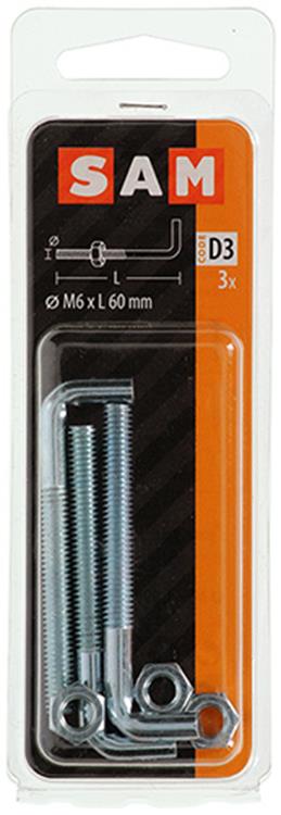 Load image into Gallery viewer, Mack 1017836 - schroefduim metrisch + moer staal 3 st m6 x 60 mm | 10 stuks
