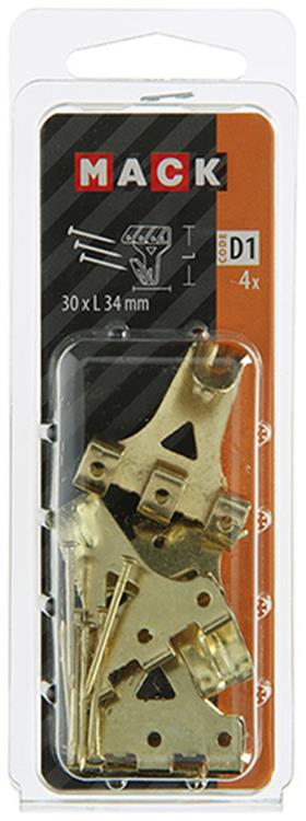 Load image into Gallery viewer, Mack 1017856 - kaderhaak staal vermessingd 4st 30 x 34 mm | 5 stuks
