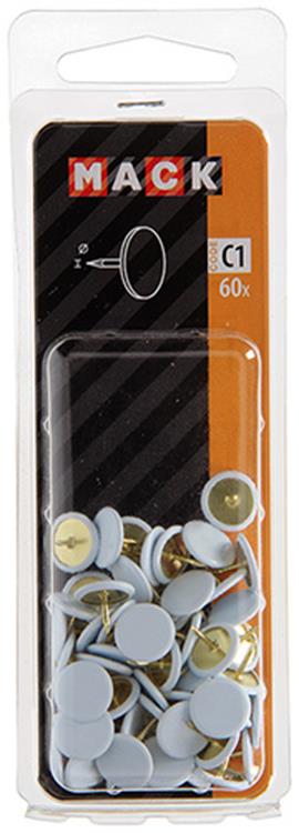 Mack 1017867 - duimspijker staal wit 60 st | 10 stuks