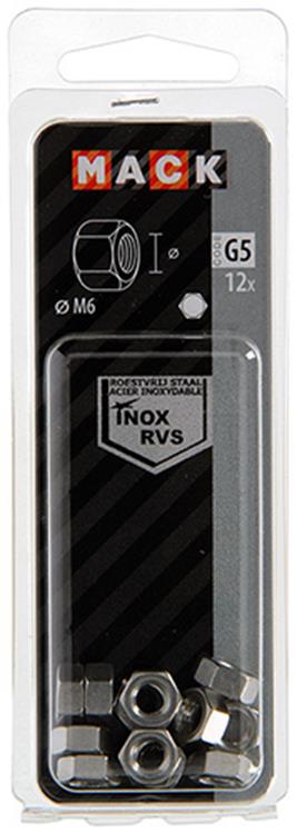 Load image into Gallery viewer, Mack 1019852 - zeskantmoer inox a2 12 st m6 | 10 stuks
