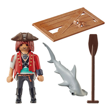 Playmobil pirates piraat met vlot en hamerhaai - 70598