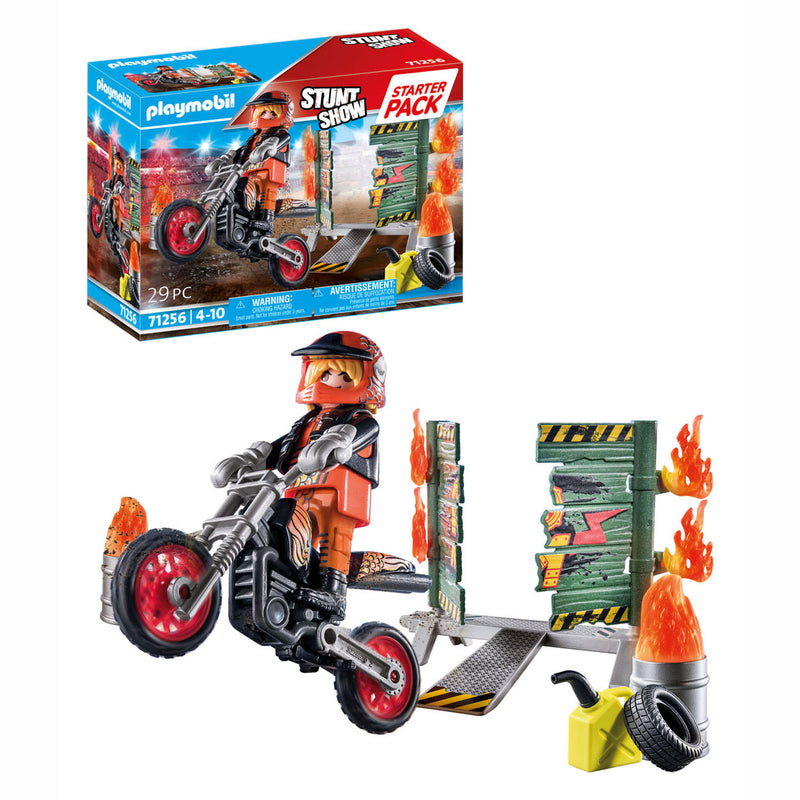 Load image into Gallery viewer, Playmobil Starterpack Stuntshow Motor met Vuurmuur 71256
