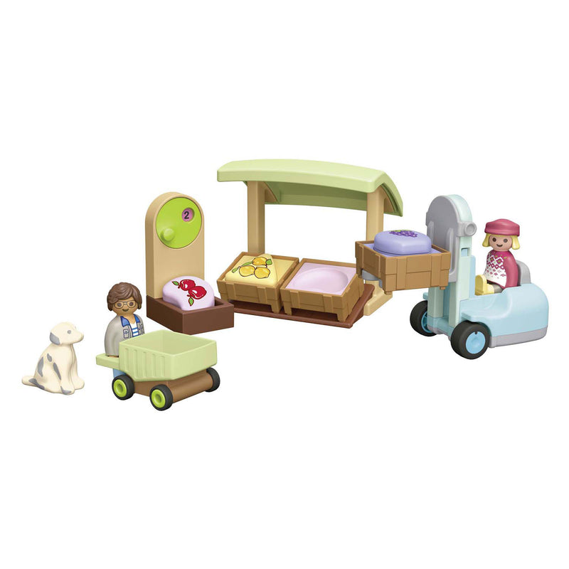 Load image into Gallery viewer, Playmobil 1.2.3. biologische marktkraam en heftruck - 71691

