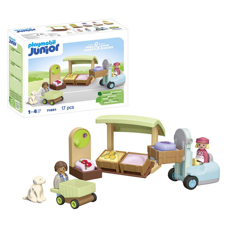 Load image into Gallery viewer, Playmobil 1.2.3. biologische marktkraam en heftruck - 71691
