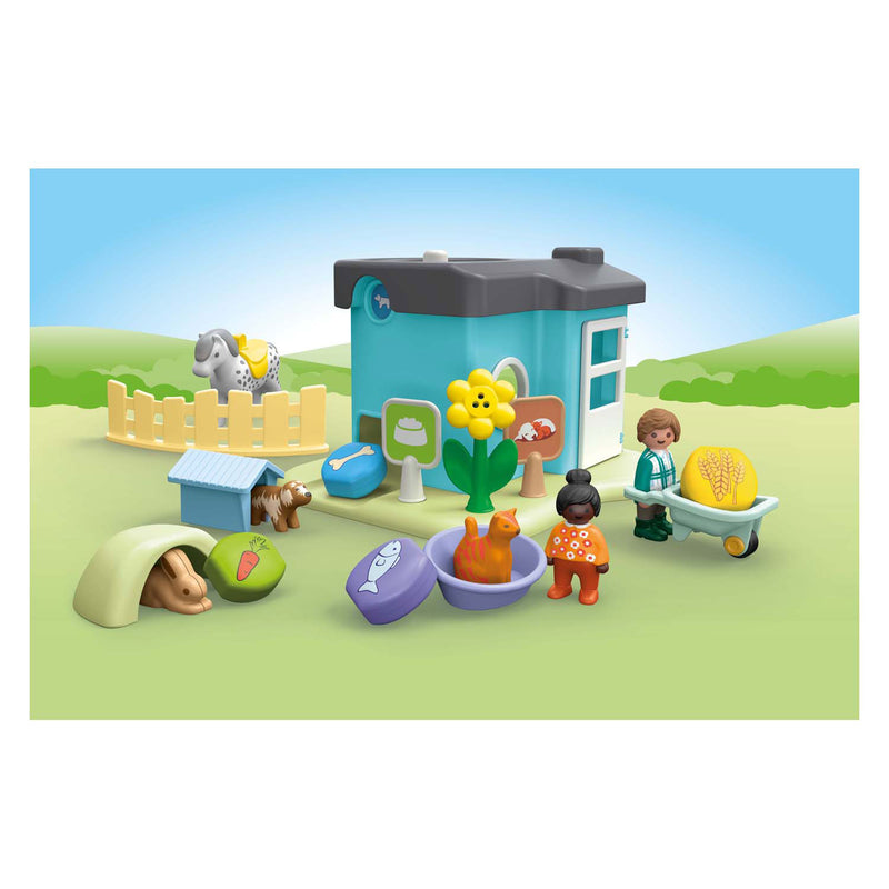 Load image into Gallery viewer, Playmobil 1.2.3. dierenpension met voerautomaat - 71690
