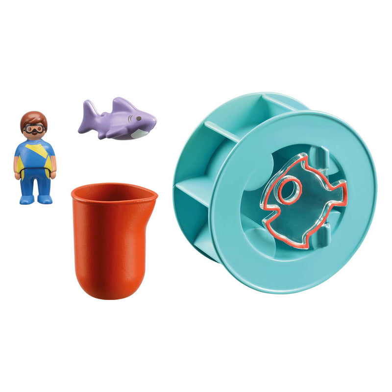 Load image into Gallery viewer, Playmobil junior waterwervelrad met babyhaai 70636
