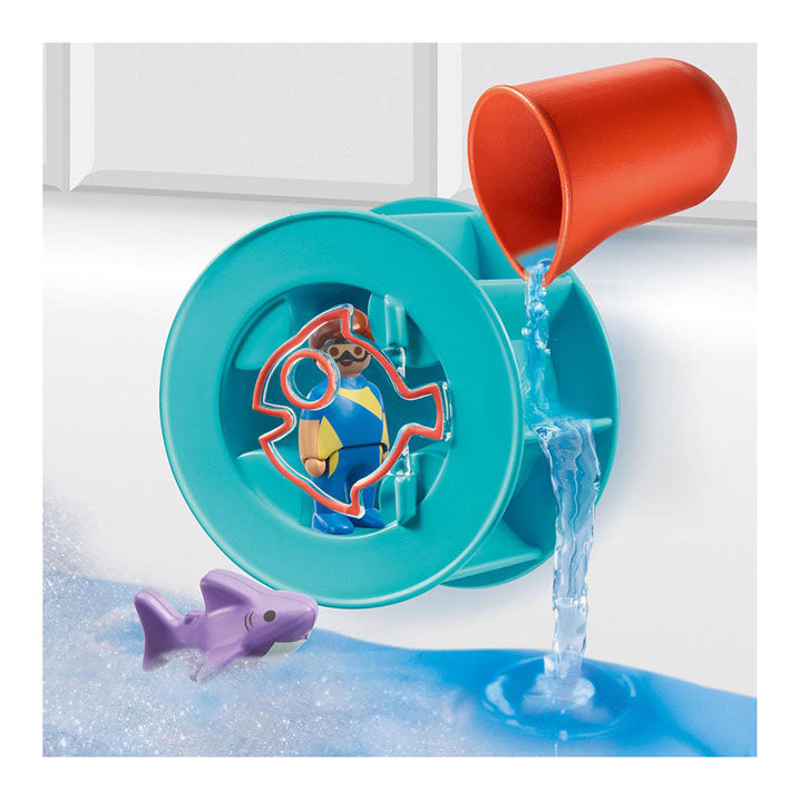 Load image into Gallery viewer, Playmobil junior waterwervelrad met babyhaai 70636
