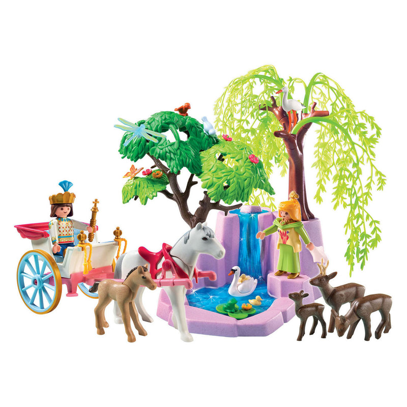 Load image into Gallery viewer, Playmobil prins en prinses met koets en waterval - 5021
