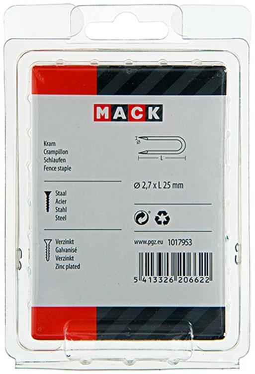 Load image into Gallery viewer, Mack 1017953 - kram staal verzinkt 250 gr 2,7 x 25 mm | 5 stuks
