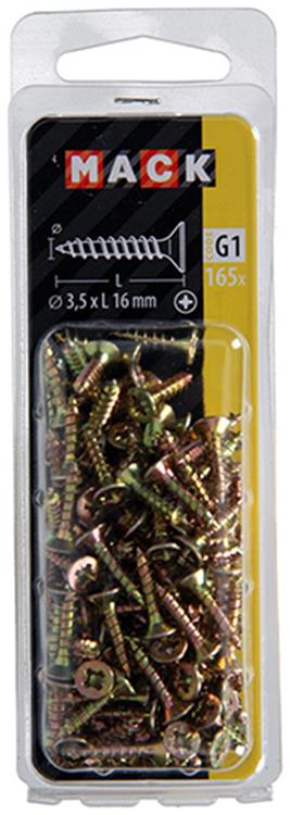 Load image into Gallery viewer, Mack 1017962 - spaanplaatschroef vz kop geelverz 165st 3,5 x 16 mm | 5 stuks
