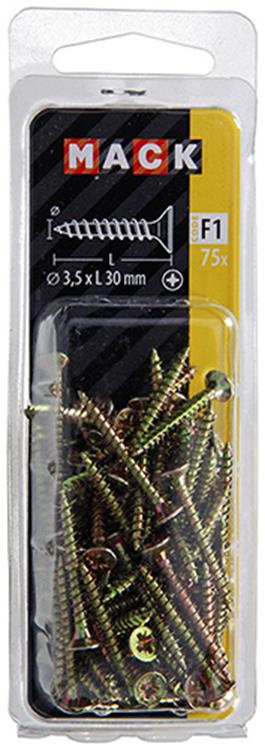 Load image into Gallery viewer, Mack 1017965 - spaanplaatschroef vz kop geelverz. 75st 3,5 x 30 mm | 5 stuks
