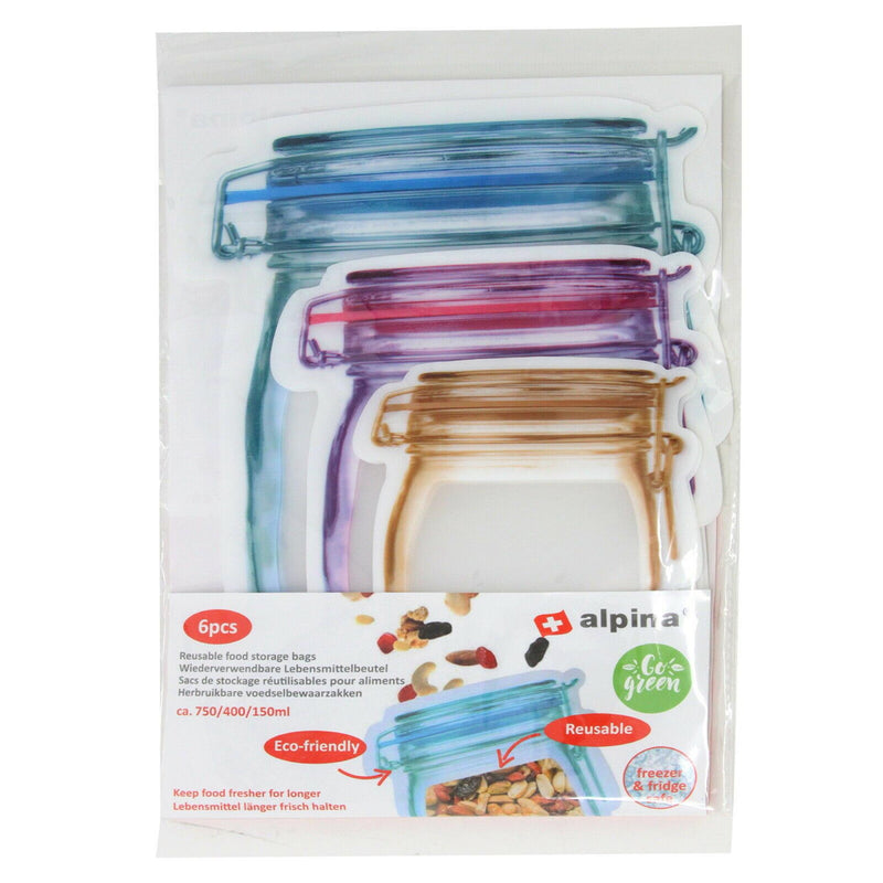 Afbeelding laden in galerijviewer, Lifetime cooking alpina herbruikbare voedselbewaarzakken 150 400 750ml set van 6
