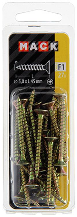Load image into Gallery viewer, Mack 1017987 - spaanplaatschroef vz kop geelverz. 27st 5,0 x 45 mm | 5 stuks

