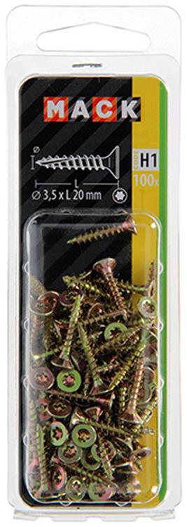 Load image into Gallery viewer, Mack 1018003 - spaanplschr.vzkop-zelfb. geelverz.100 st 3,5 x 20 mm | 5 stuks
