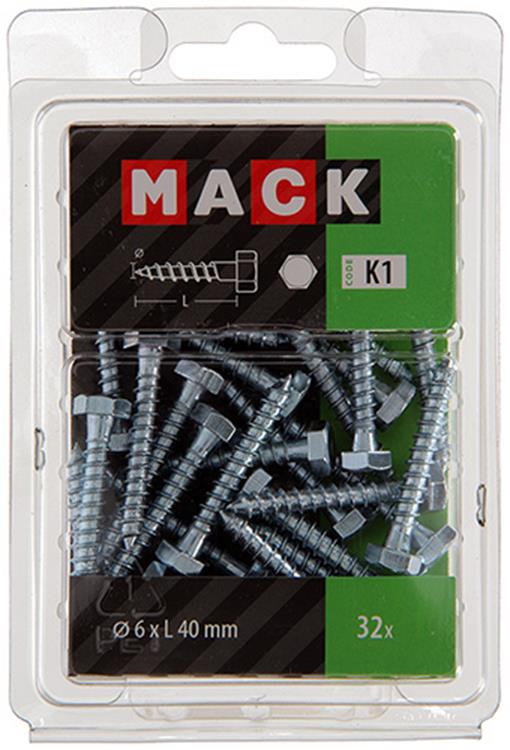 Load image into Gallery viewer, Mack 1018039 - houtdraadbout staal verzinkt 32 st 6 x 40 mm | 5 stuks
