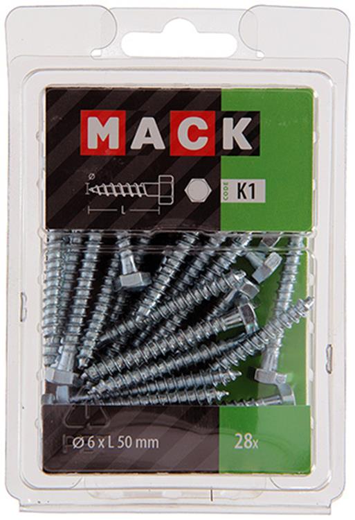 Load image into Gallery viewer, Mack 1018040 - houtdraadbout staal verzinkt 28 st 6 x 50 mm | 5 stuks
