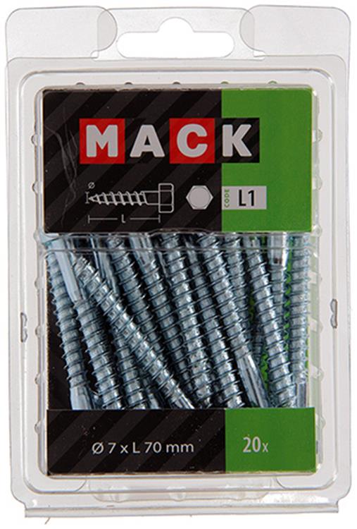 Mack 1018046 - houtdraadbout staal verzinkt 20 st 7 x 70 mm | 5 stuks