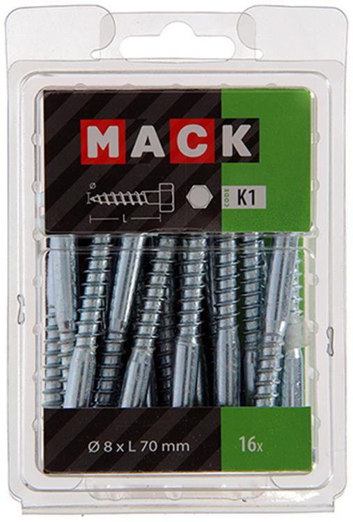 Load image into Gallery viewer, Mack 1018051 - houtdraadbout staal verzinkt 16 st 8 x 70 mm | 5 stuks
