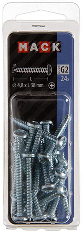Load image into Gallery viewer, Mack 1018074 - zelftappende schroef cylkop verz. 24 st 4,8 x 38 mm | 5 stuks
