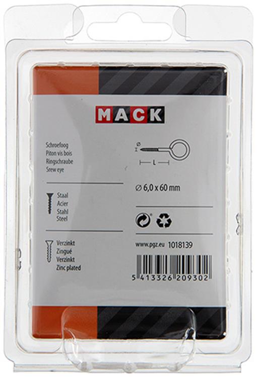 Afbeelding laden in galerijviewer, Mack 1018139 - schroefoog staal verzinkt 9 st 6,0 x 60 mm | 5 stuks
