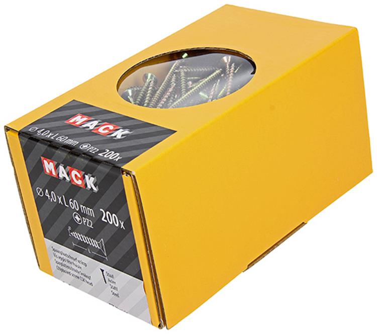 Load image into Gallery viewer, Mack 1020097 - spaanplaatschroef vz kop geelvz 200 st 4,0 x 60 mm | 2 stuks
