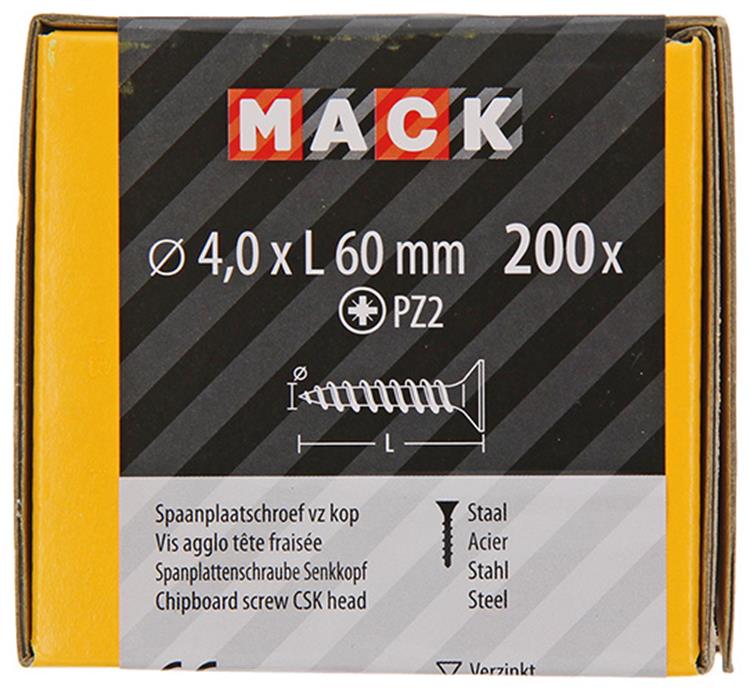 Load image into Gallery viewer, Mack 1020097 - spaanplaatschroef vz kop geelvz 200 st 4,0 x 60 mm | 2 stuks
