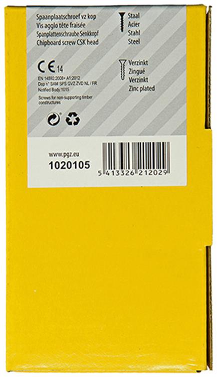 Mack 1020105 - spaanplaatschroef vz kop geel vz 200 st 4,5 x 45 mm | 3 stuks