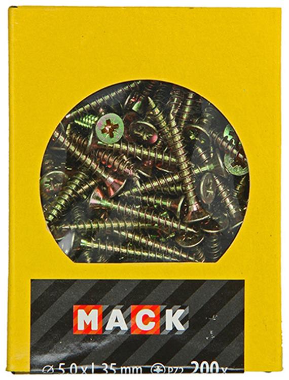 Load image into Gallery viewer, Mack 1020112 - spaanplaatschroef vz kop geel vz 200 st 5,0 x 35 mm | 5 stuks
