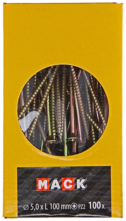 Load image into Gallery viewer, Mack 1020120 - spaanplaatschroef vz kop geel vz 100 st 5,0 x 100 mm | 2 stuks
