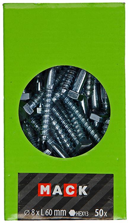 Load image into Gallery viewer, Mack 1020176 - houtdraadbout verzinkt 50 st 8 x 60 mm | 3 stuks
