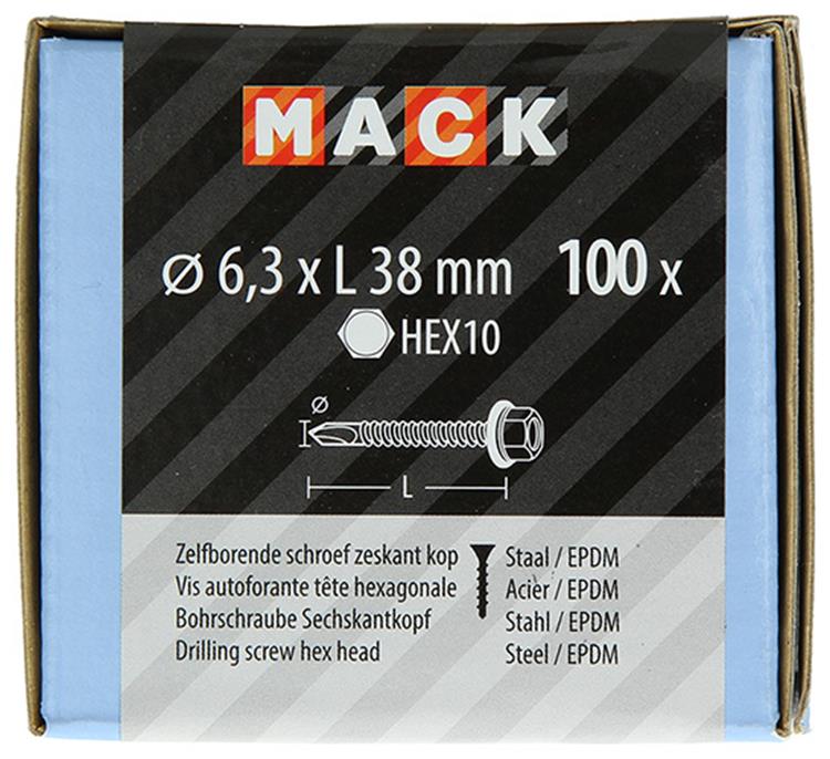 Afbeelding laden in galerijviewer, Mack 1020187 - zelfbor.schroef zeskt kop epdm-vz 100st 6,3 x 38 mm | 2 stuks

