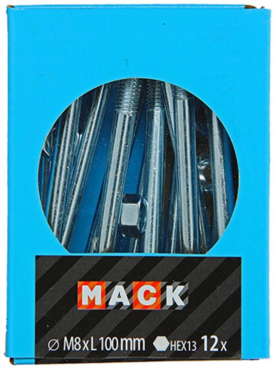 Load image into Gallery viewer, Mack 1020210 - houtbout + moer verzinkt 12 stm8 x 100 mm | 5 stuks
