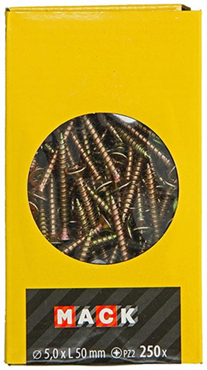 Load image into Gallery viewer, Mack 1020268 - spaanplaatschroef vz kop gvz 250 st 5,0 x 50 mm | 1 stuks

