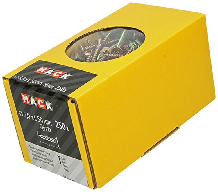 Load image into Gallery viewer, Mack 1020268 - spaanplaatschroef vz kop gvz 250 st 5,0 x 50 mm | 1 stuks
