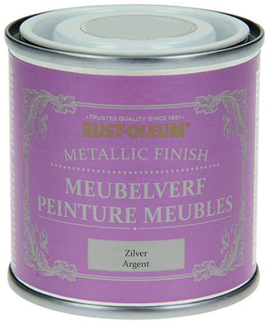 Rust-oleum 1050981 - meubelverf metallic zilver 125 ml | 1 stuks