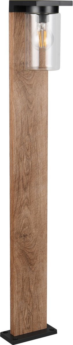 Trio ardila - paalverlichting - hout element - excl. 1x e27 4w - schemersensor - buitenverlichting - ip44