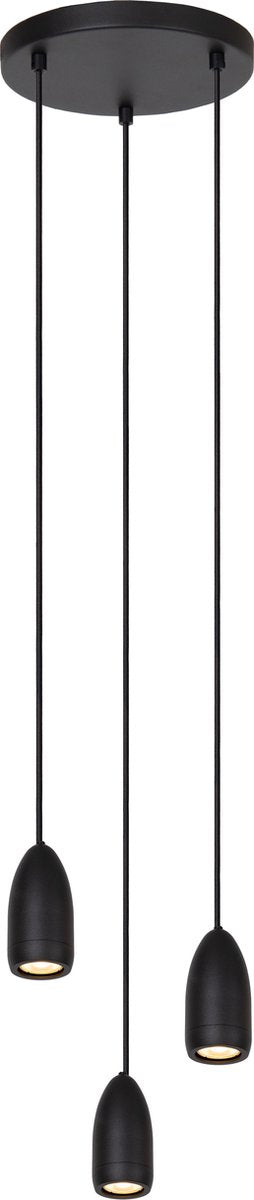 Lucide evora - hanglamp - ø 25 cm - 3xgu10 - zwart