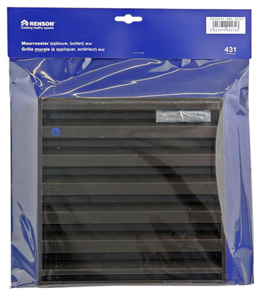 Renson 1006237 - muurrooster opbouw 431 alu ral8019 225x225mm | 2 stuks