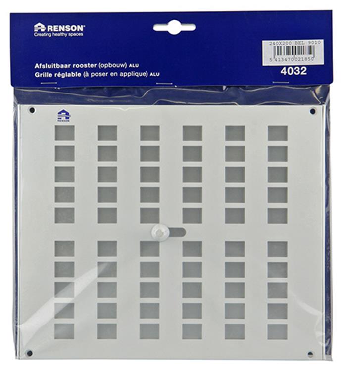 Load image into Gallery viewer, Renson 1006222 - regelbare rooster opb. 4032 alu ral 9010 240x200mm | 2 stuks
