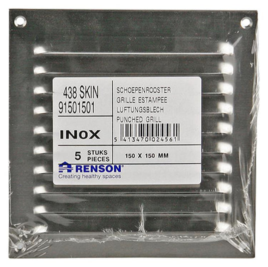 Renson 1006356 - schoepenrooster vlak 438 inox 150x150mm | 5 stuks