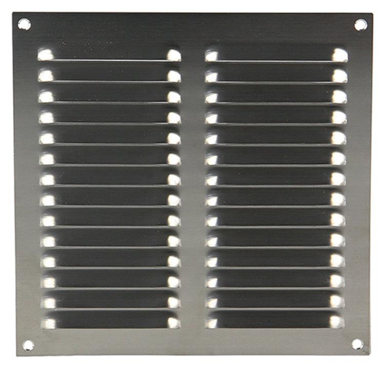 Afbeelding laden in galerijviewer, Renson 1006359 - schoepenrooster vlak 438 inox 200x200mm | 5 stuks
