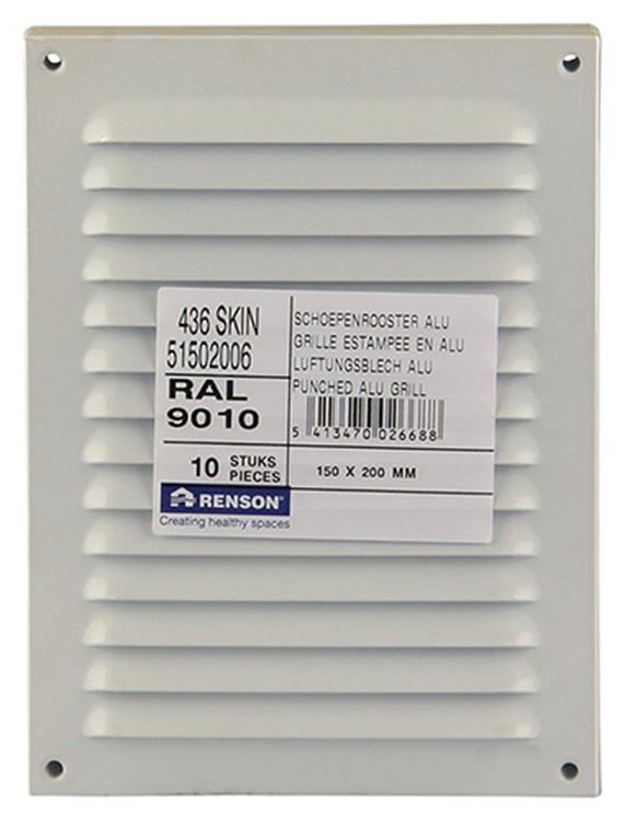 Load image into Gallery viewer, Renson 1006303 - schoepenrooster vlak alu ral 9010 150x200mm | 10 stuks
