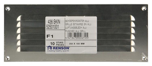 Renson 1006305 - schoepenrooster vlak alu f1 250x100mm | 10 stuks