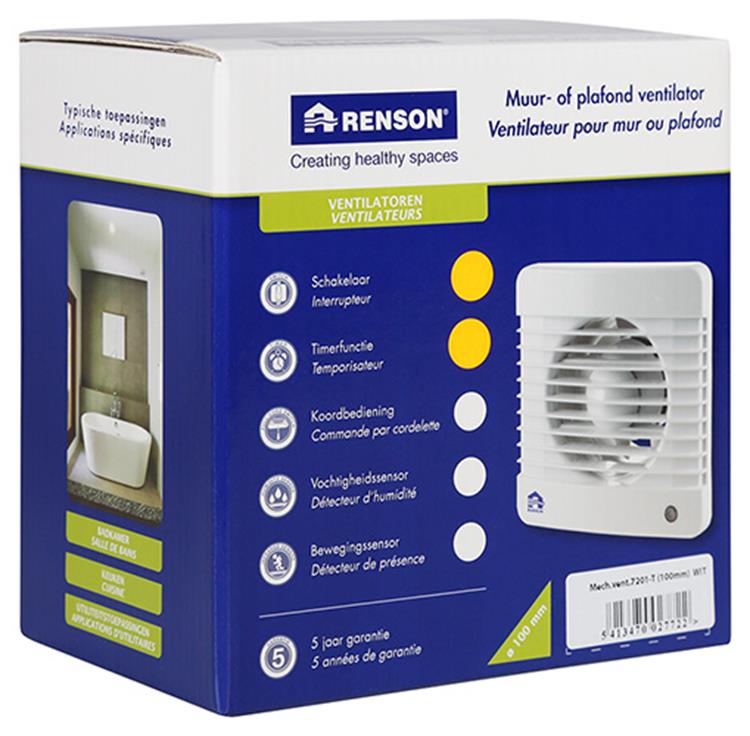 Load image into Gallery viewer, Renson 1006445 - mechanische ventilator met timer 7201t wit ø 100 | 2 stuks
