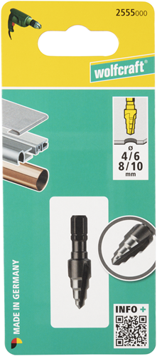 Load image into Gallery viewer, Wolfcraft hss-getrapte boor | 6-kant | ø6, 8, 10mm | 1 stuk - 2555000

