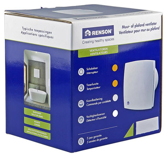 Renson 1006449 - mechanische ventilator met timer 7212t grijs ø 125 | 1 stuks