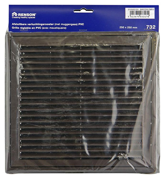 Renson 1006371 - regelbare rooster opb. 732 pvcral 8019 250x250mm | 2 stuks